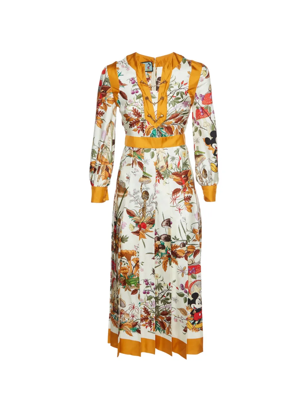 Gucci Pre-Owned x Disney robe mi-longue plissée à fleurs - Blanc Gucci Pre-Owned x Disney robe mi-longue plissée à fleurs - Blanc