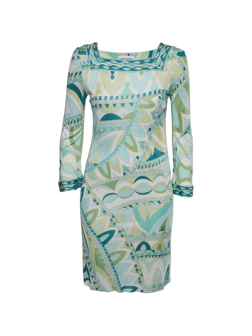 PUCCI Pre-Owned robe courte à imprimé géométrique - Vert PUCCI Pre-Owned robe courte à imprimé géométrique - Vert