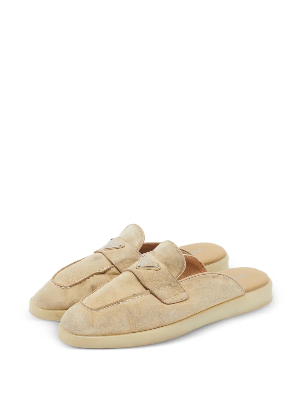 Prada Pre-Owned mules Triangle en daim - Gris Prada Pre-Owned mules Triangle en daim - Gris