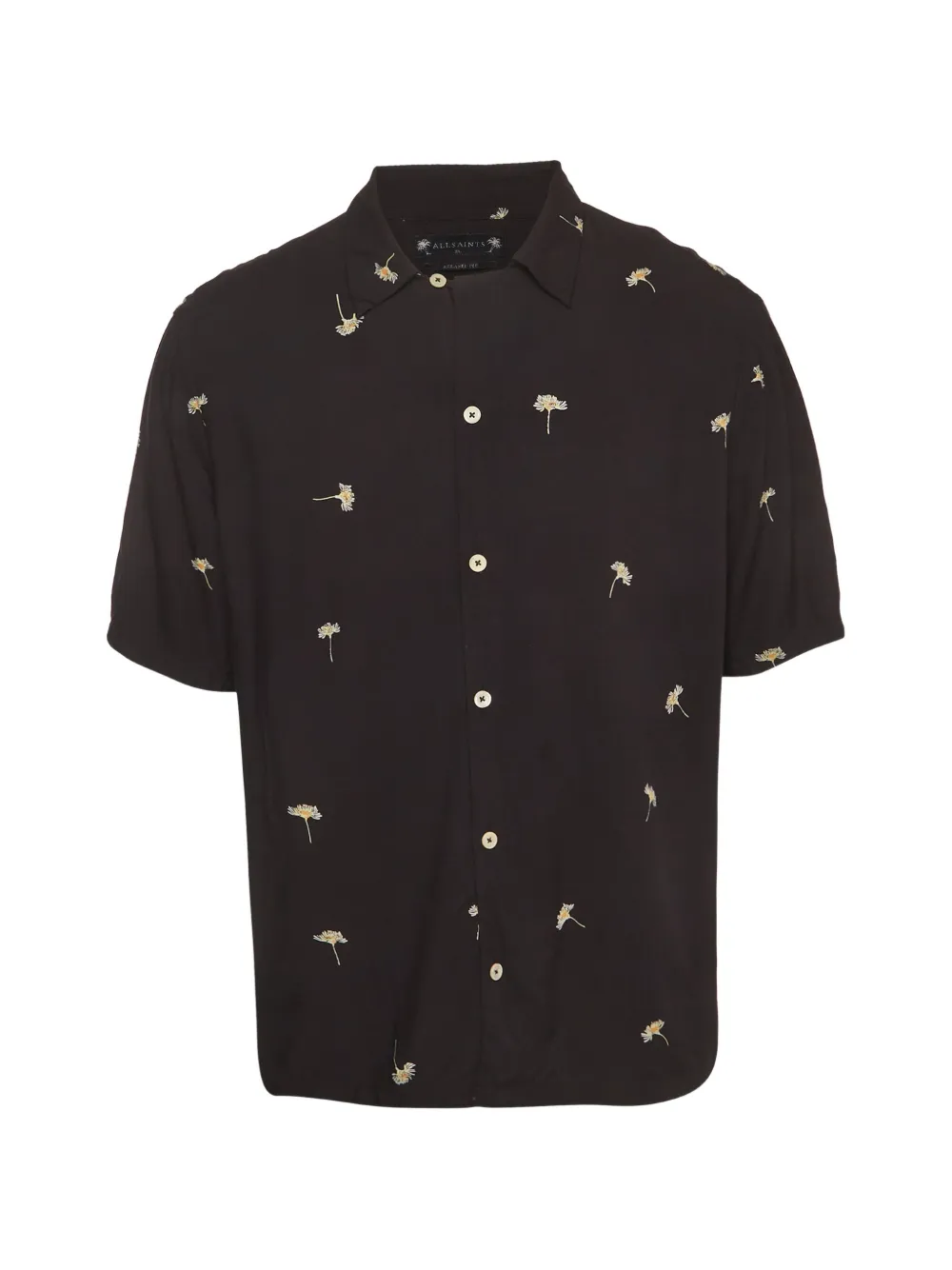 AllSaints daisy-print poplin shirt - Nero