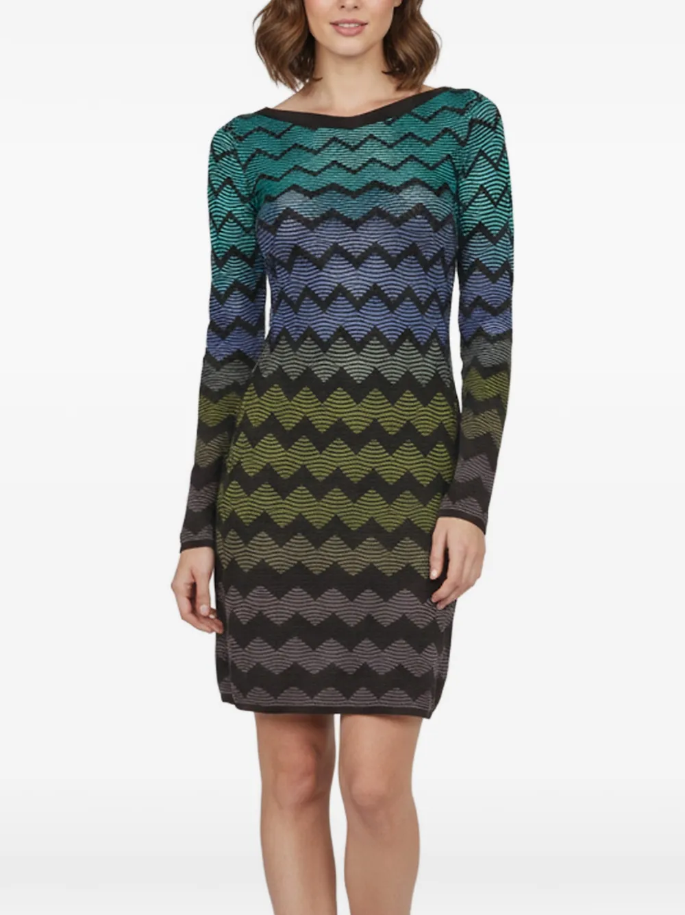 Missoni Pre-Owned robe mi-longue en jacquard à motif de chevrons - Noir