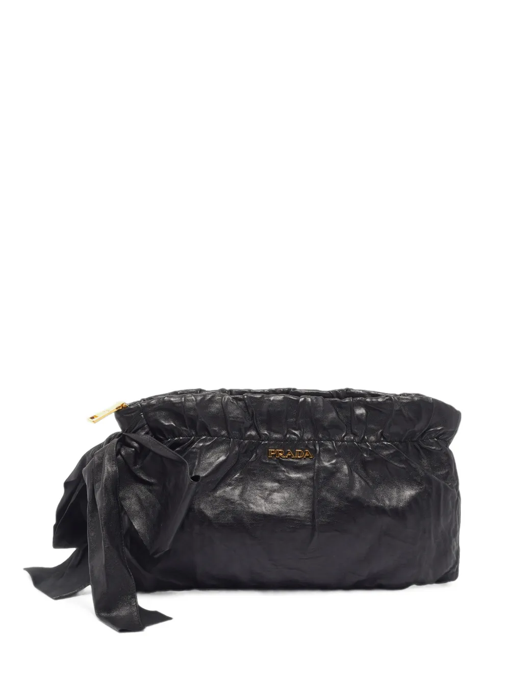 Prada Pre-Owned large Bow leather clutch bag - Nero
