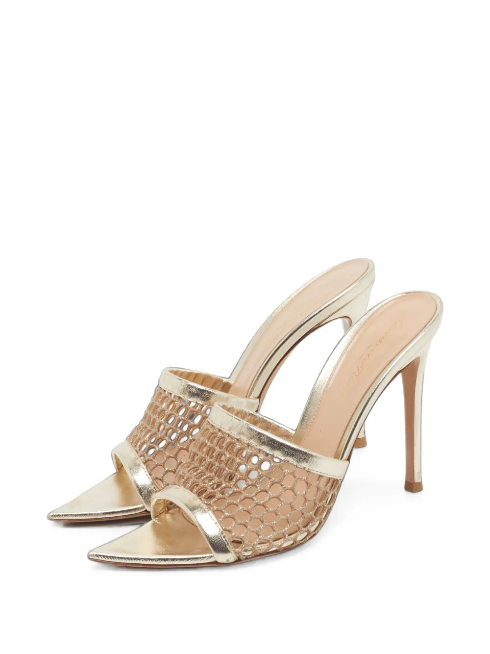 Gianvito Rossi Alisia mesh-panel heeled sandals - Oro