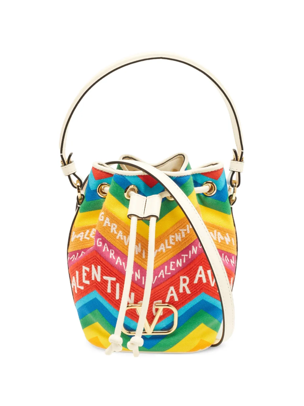 Valentino Garavani Pre-Owned 24 Escape Chevron embroidered bucket bag - Multicolore