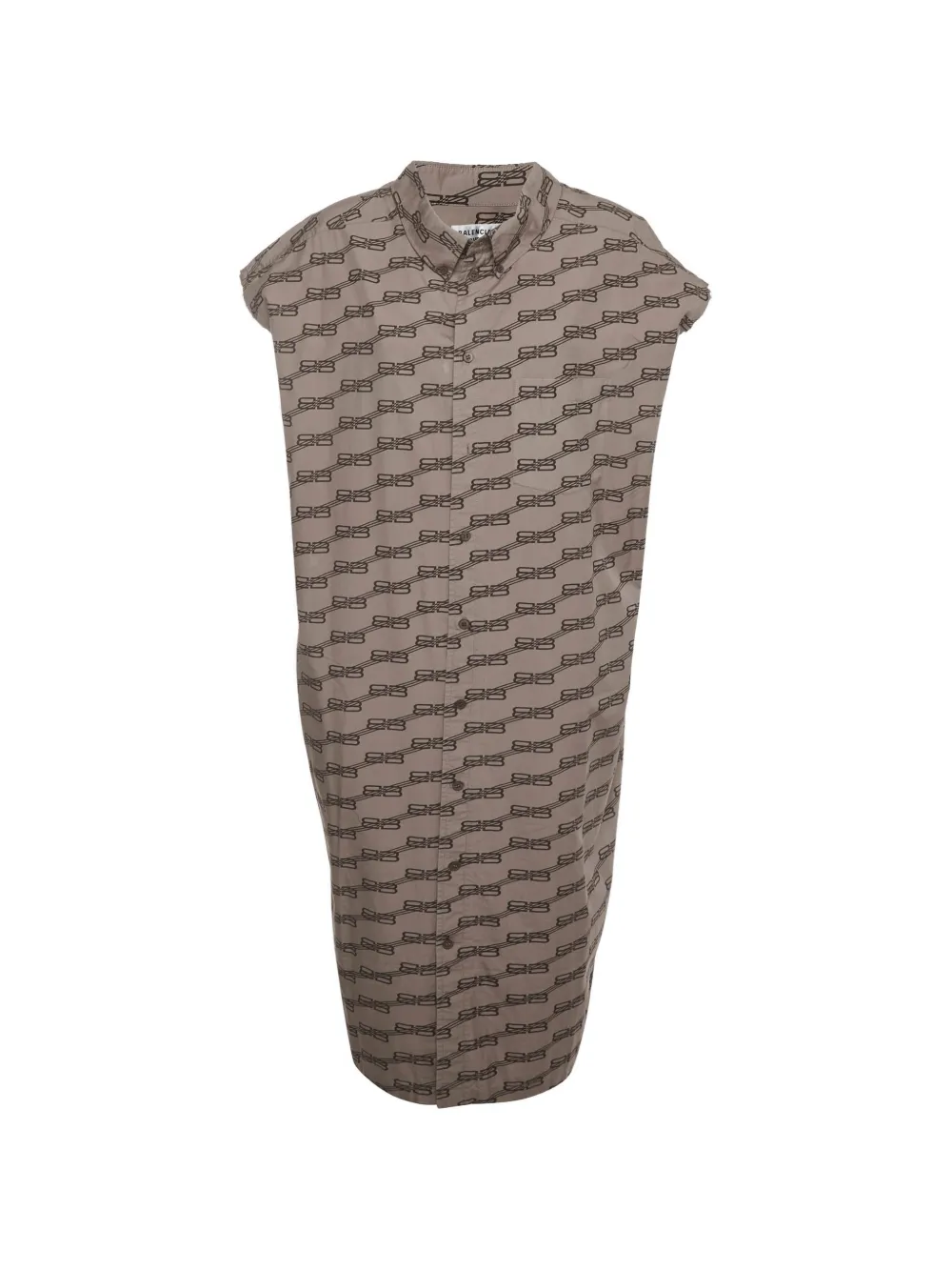 Balenciaga Pre-Owned logo-print poplin midi shirt dress - Marrone