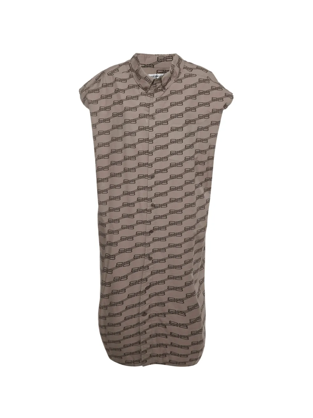 Balenciaga Pre-Owned logo-print poplin midi shirt dress - Marrone