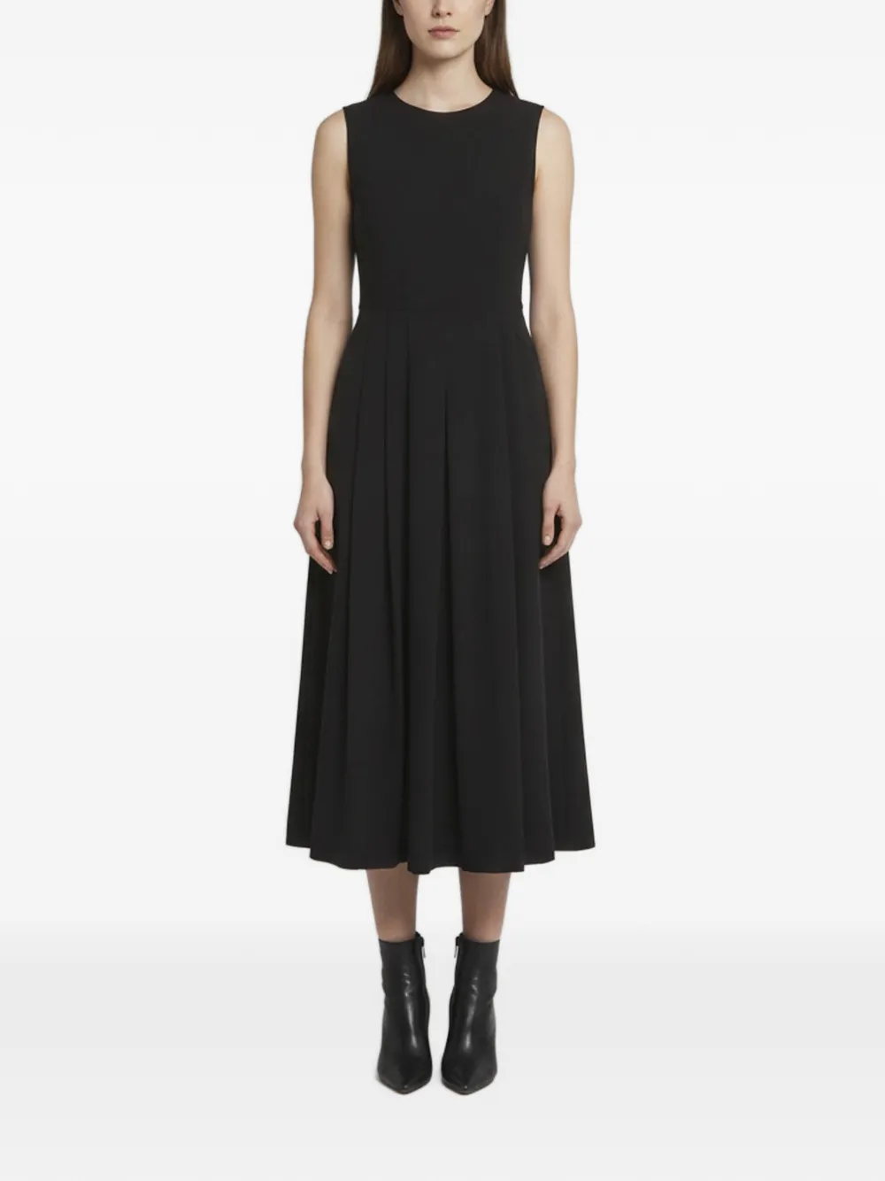 Max Mara pleated sleeveless midi dress - Nero