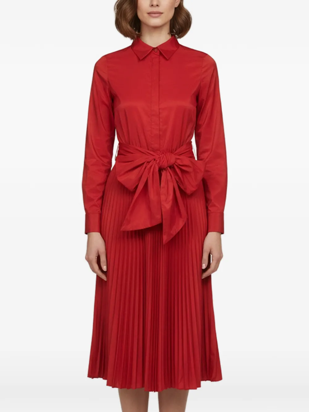 Carolina Herrera Vintage midi plissé belted dress - Rosso