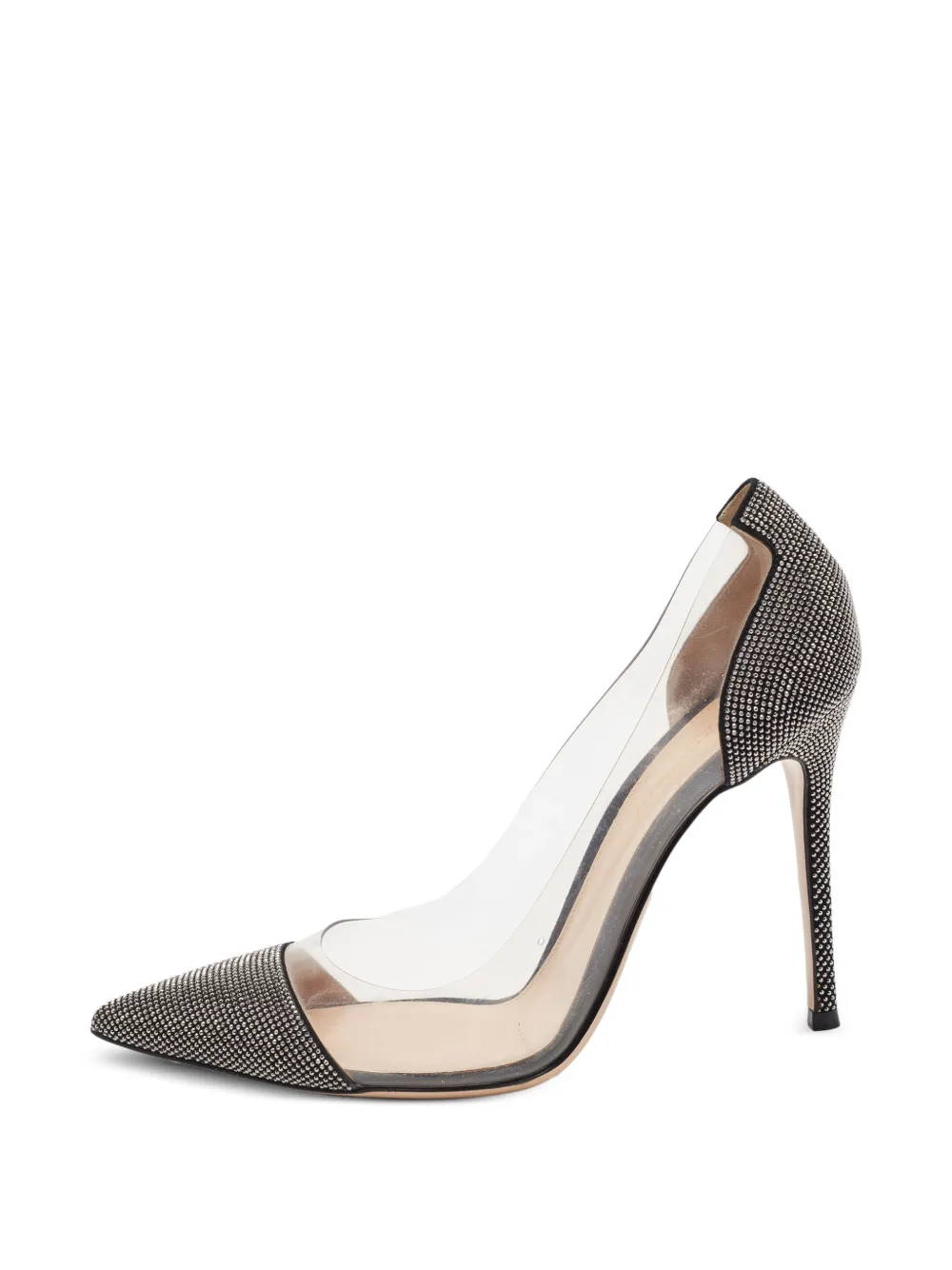 Gianvito Rossi Plexi crystal-embellished heeled pumps - Argento