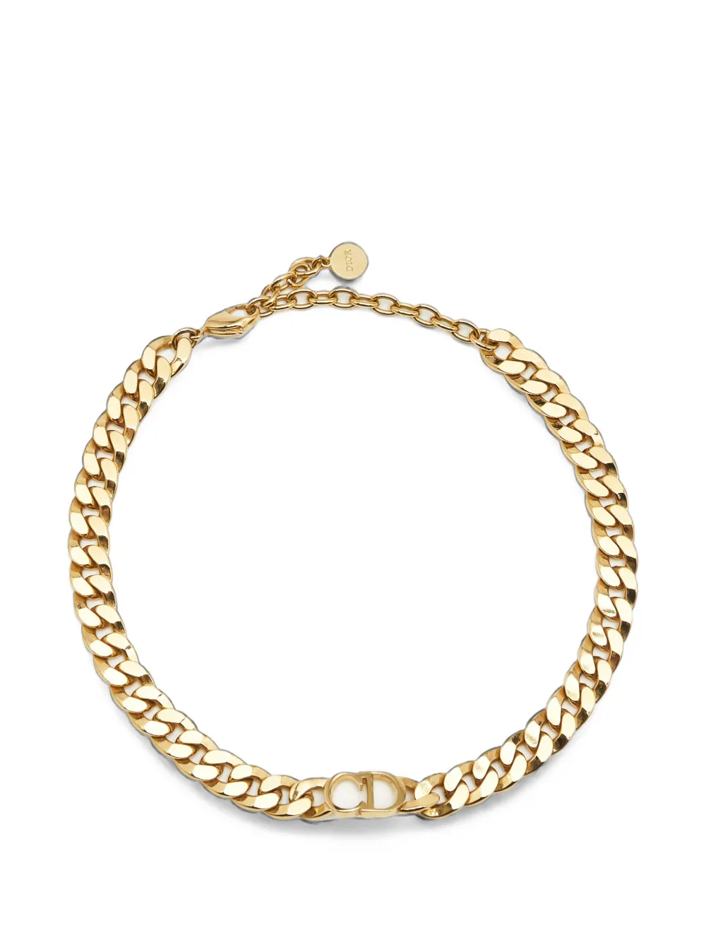 Pre-owned Dior Danseuse Etoile Cd Curb-link Choker Necklace In Gold