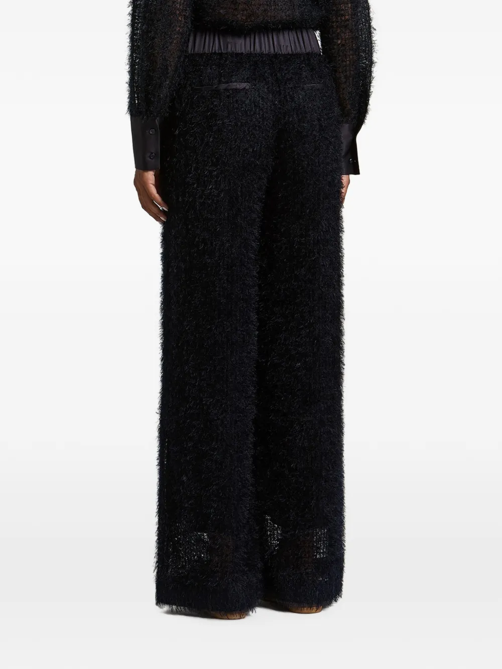 Peserico Broek met wijde pijpen en veren-effect Blauw