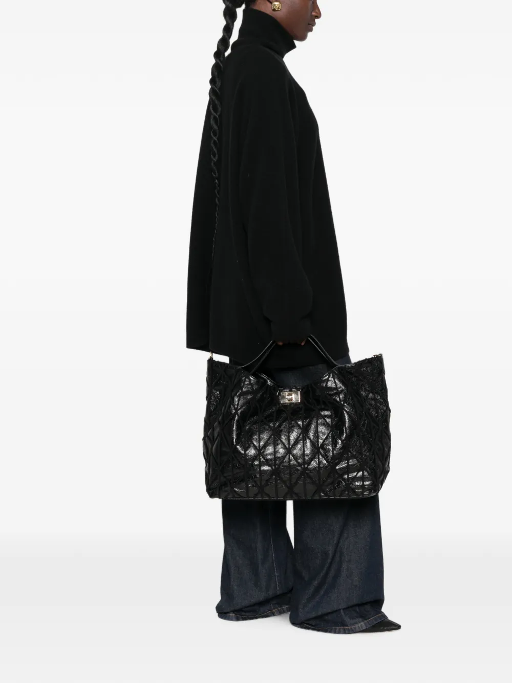 ERMANNO FIRENZE large quilted shoulder bag Zwart