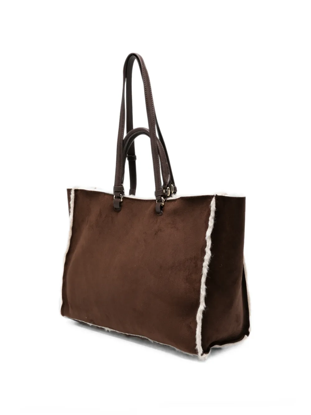 ERMANNO FIRENZE Grote shopper met geborduurde lammy afwerking Bruin