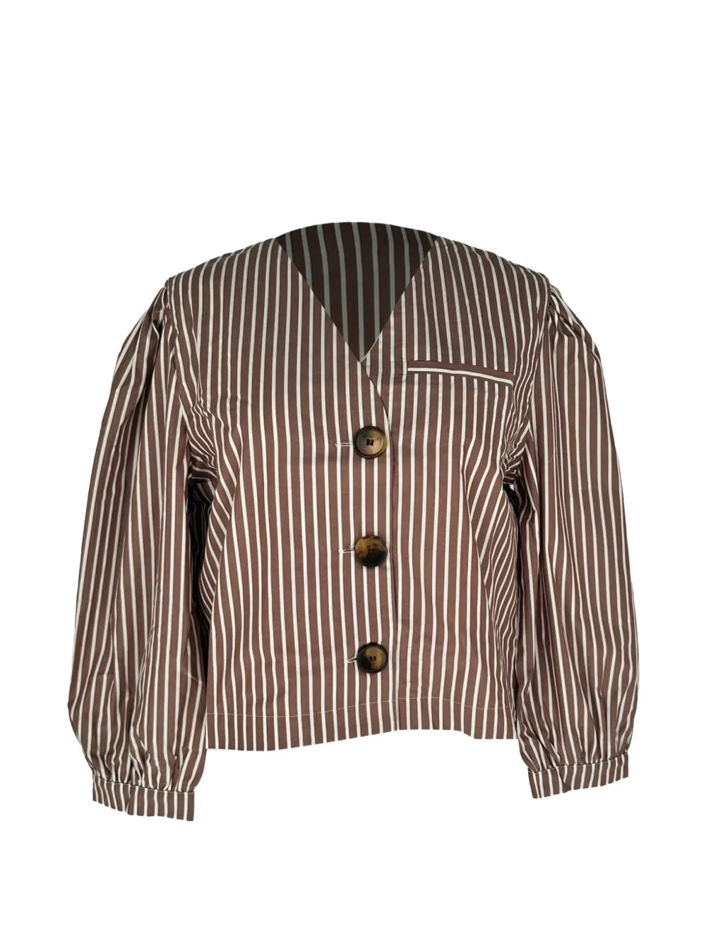 Maria De La Orden Jiselle striped cropped jacket - Marrone