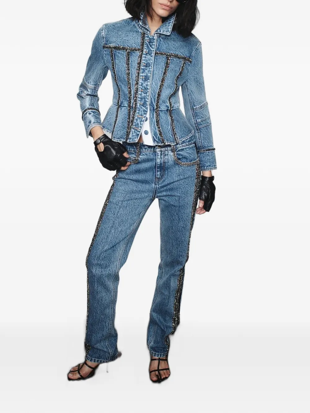 Hellessy Kai denim jack met gevlochten afwerking Blauw