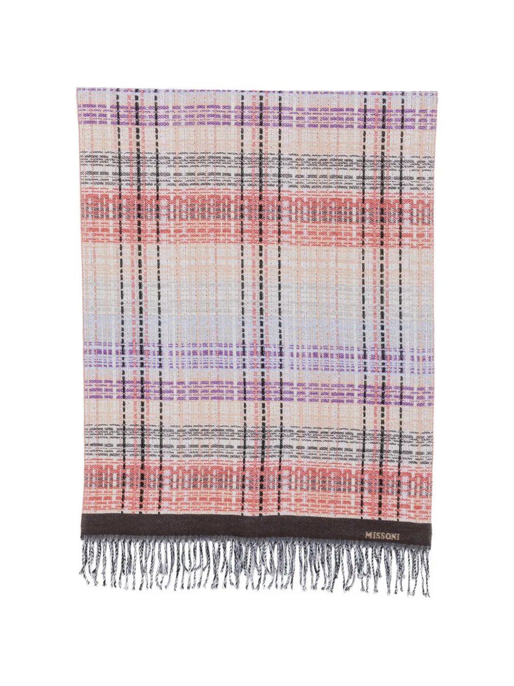 Missoni check-pattern fringed scarf - Toni neutri