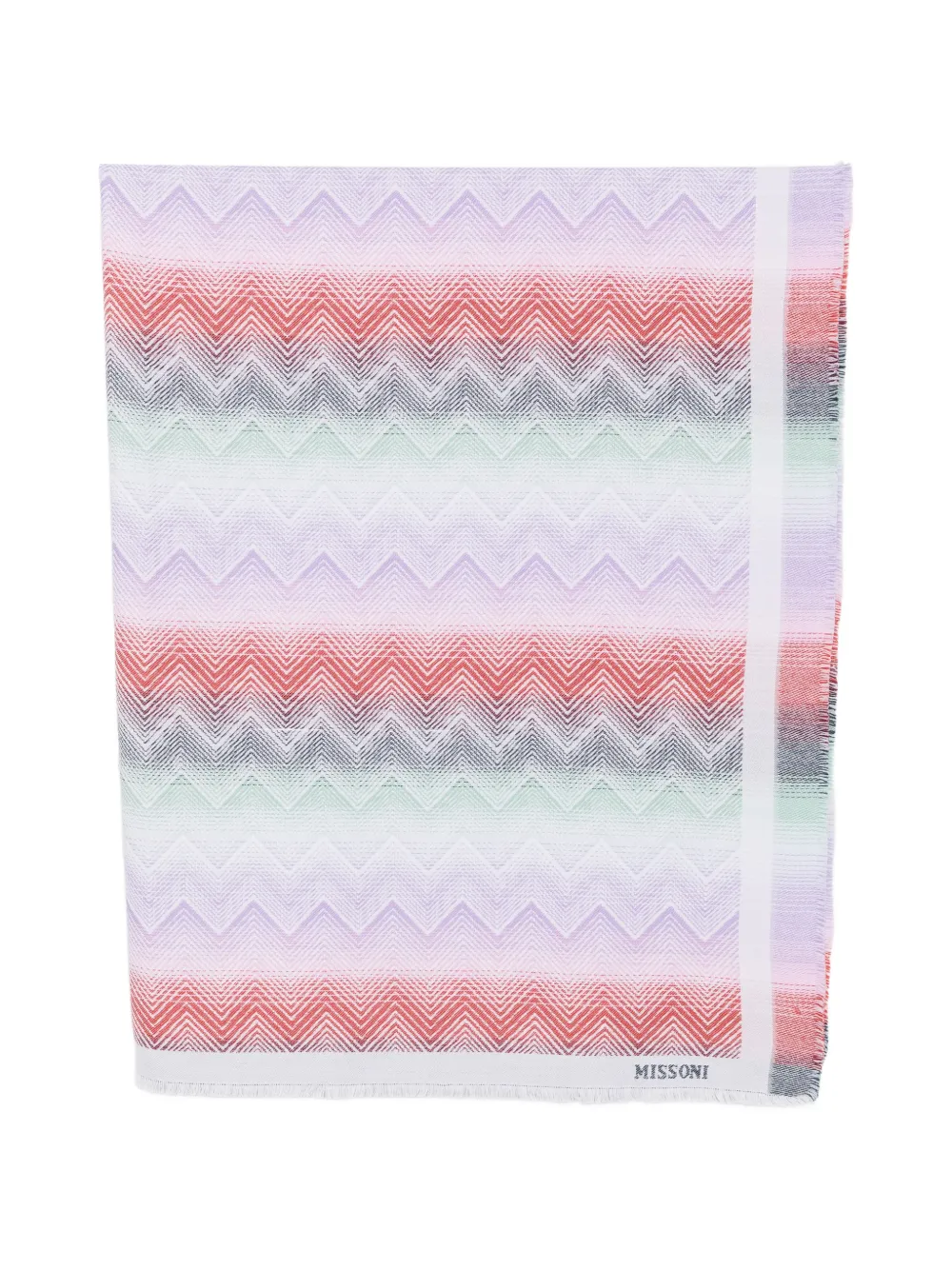 Missoni zigzag-knit frayed scarf - Bianco
