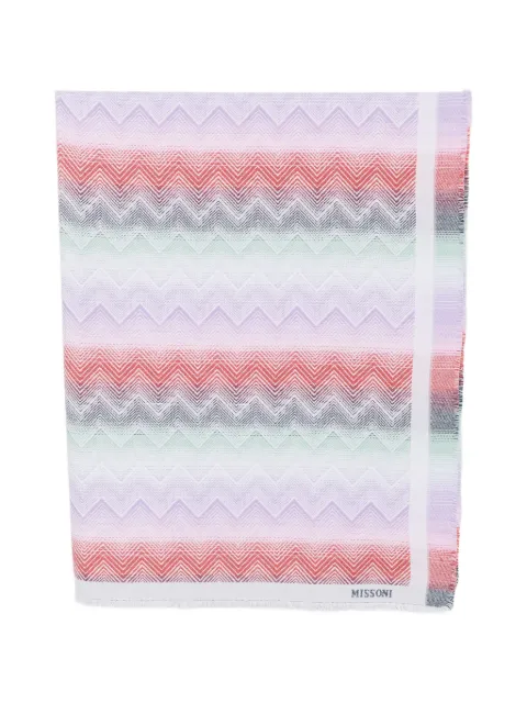 Missoni zigzag-knit frayed scarf
