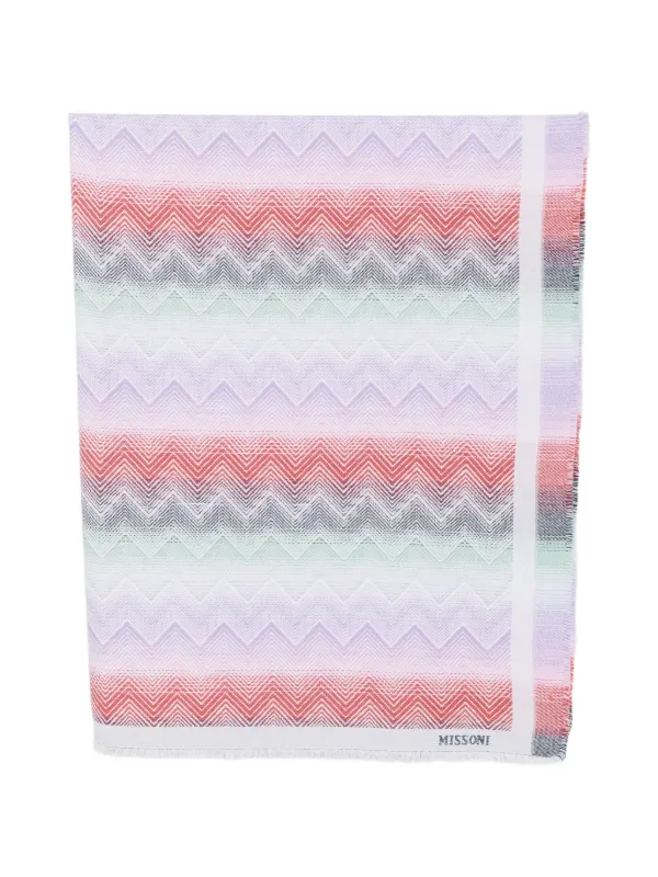 Missoni Zigzag-knit Frayed Scarf in White