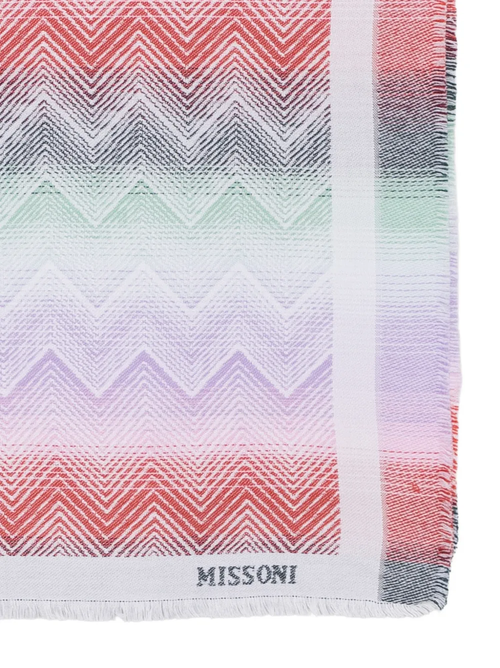 Missoni Gebreide sjaal met franje en zigzag-patroon Wit