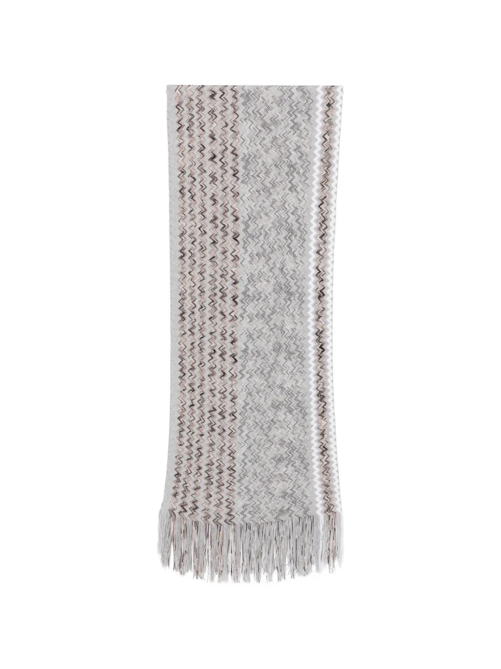Missoni zigzag-knit fringed scarf - Grigio