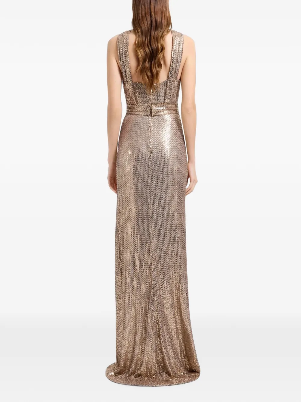 Elie Saab Gedrapeerde maxi-jurk verfraaid met pailletten Goud