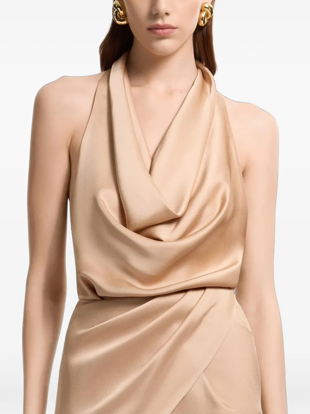 Elie Saab Envers gedrapeerde blouse met halternek Beige