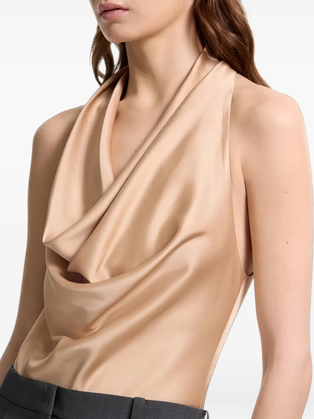 Elie Saab Envers gedrapeerde blouse met halternek Beige