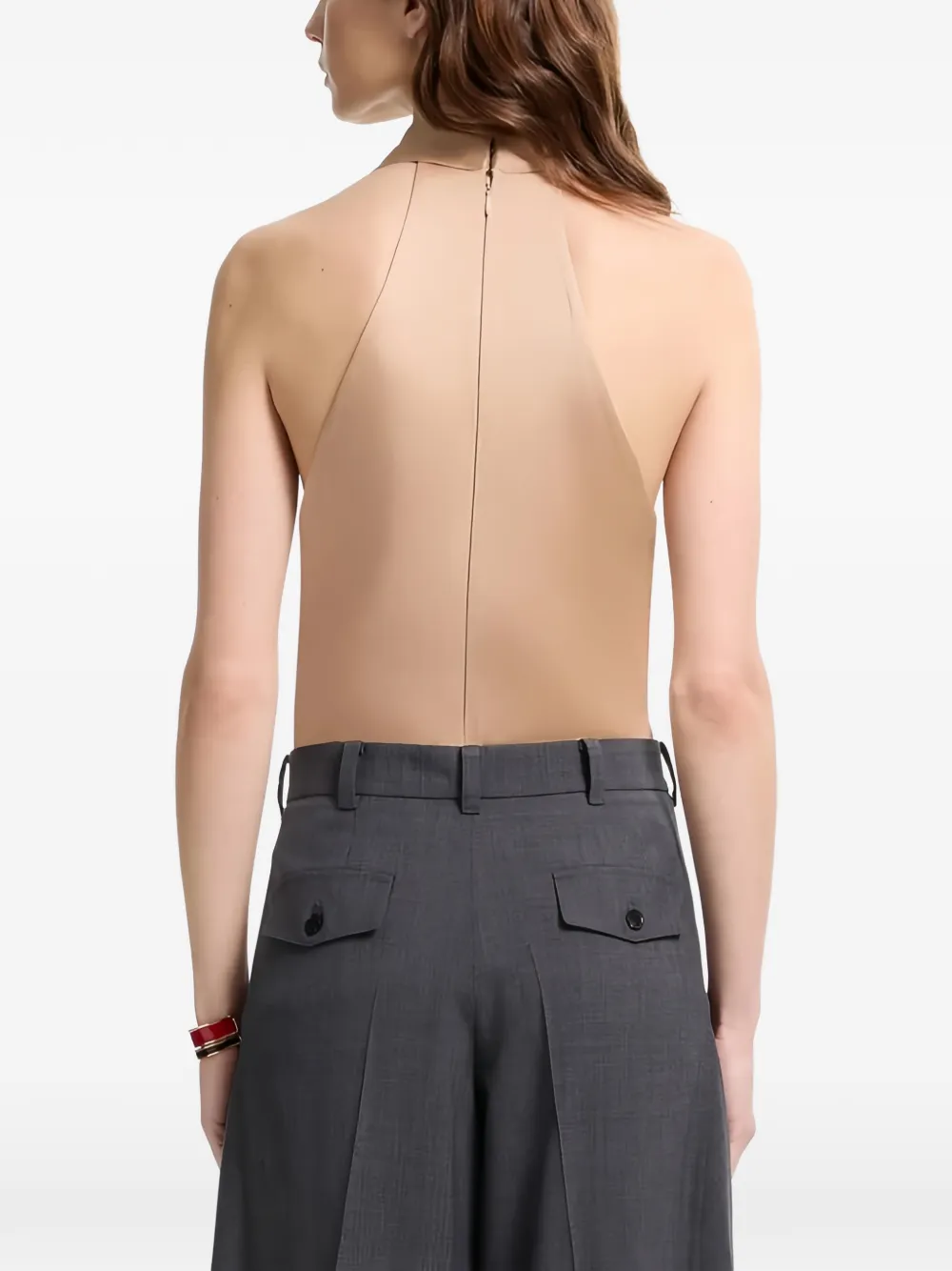 Elie Saab Envers gedrapeerde blouse met halternek Beige