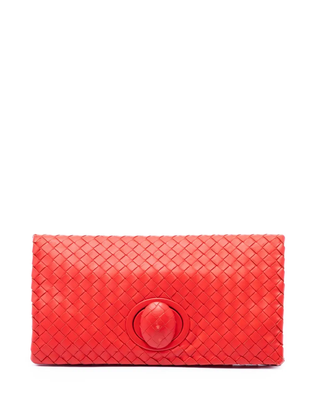 Bottega Veneta Pre-Owned 2012-2026 Nappa Intrecciato Turn Lock clutch bag - Rosso