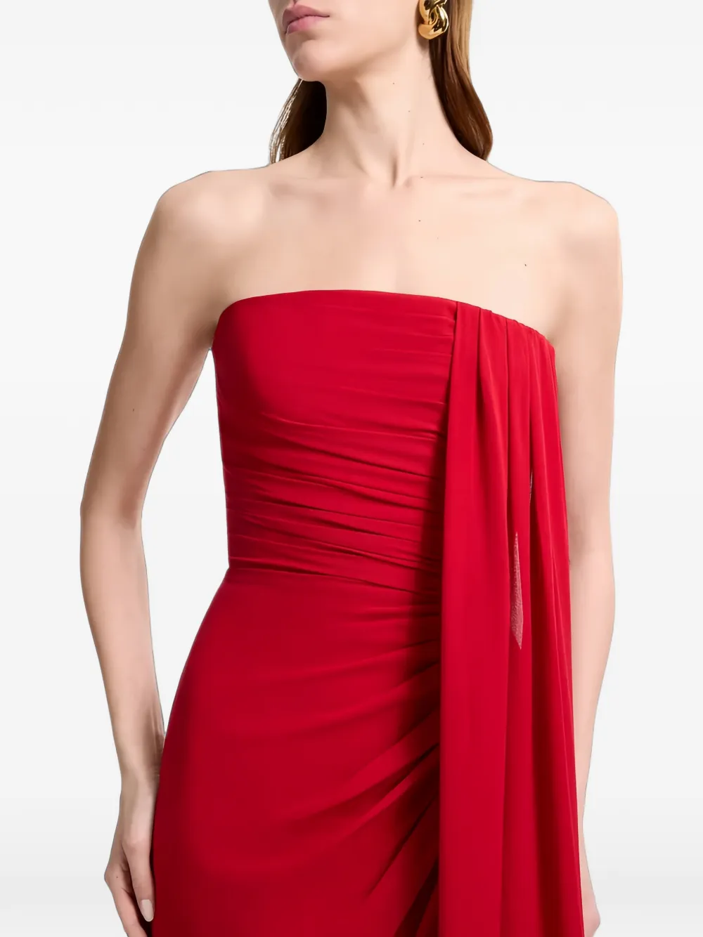Elie Saab strapless draped maxi dress Rood