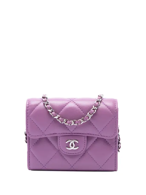 CHANEL Pre-Owned Borsa a tracolla CC in pelle di agnello trapuntata con catena 2020