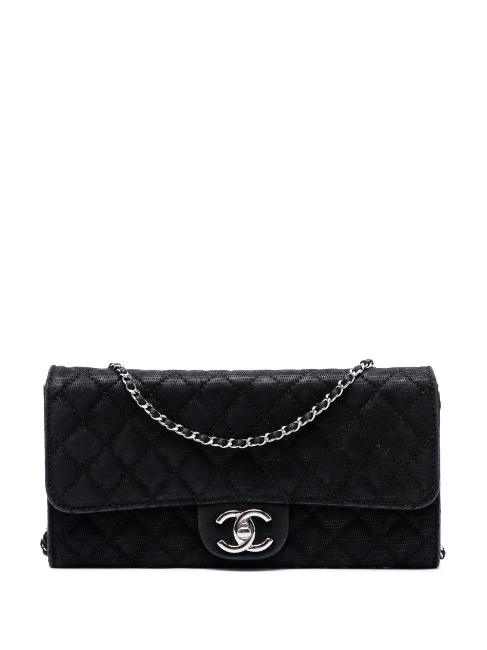 CHANEL Pre-Owned 2010-2011 gesteppte East West Flap Schultertasche aus changierendem Stoff - Schwarz