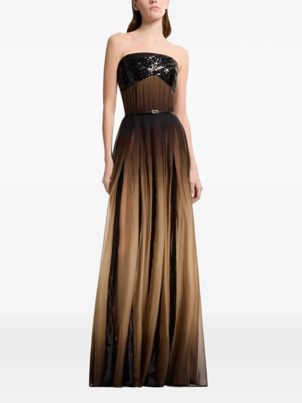 Elie Saab Maxi-jurk met pailletten en kleurverloop Bruin