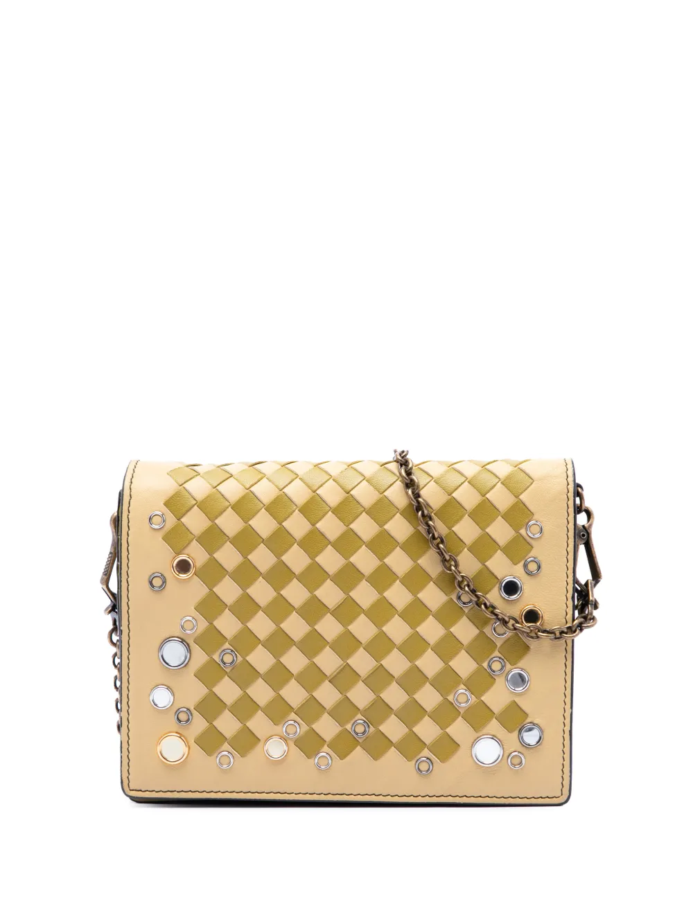 Bottega Veneta Pre-Owned 2012-2026 Nappa Intrecciato Studded Wallet on Chain crossbody bag - Giallo