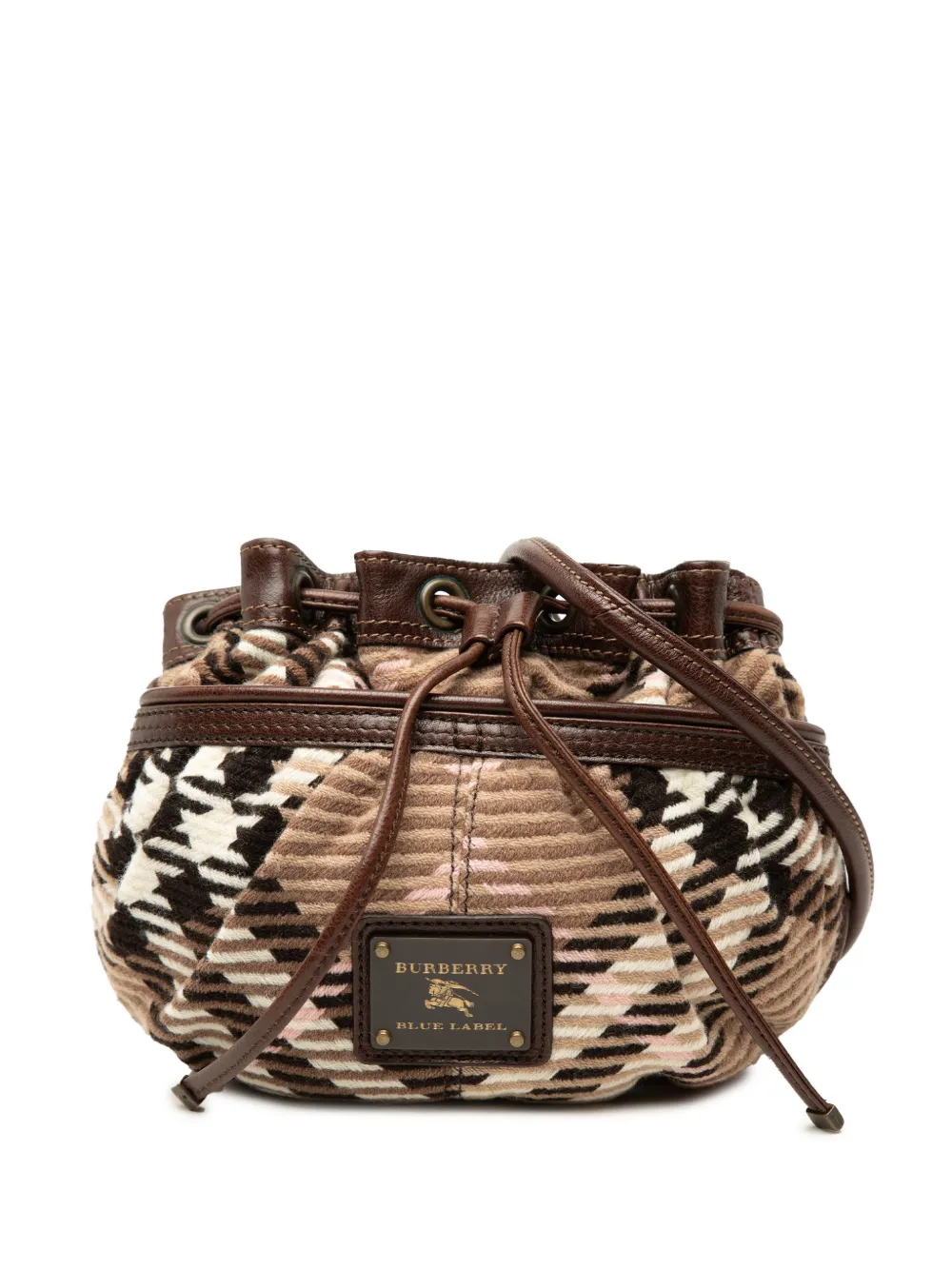 Burberry Pre-Owned 1990-2015 Supernova Check Wool Drawstring crossbody bag - Marrone
