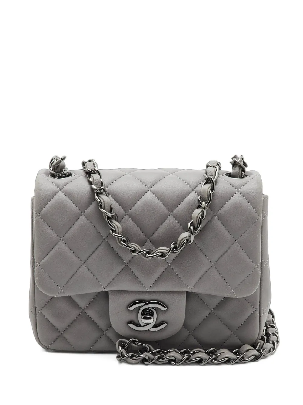 CHANEL Pre-Owned 2013-2014 mini quilted CC turn-lock flap shoulder bag - Grigio