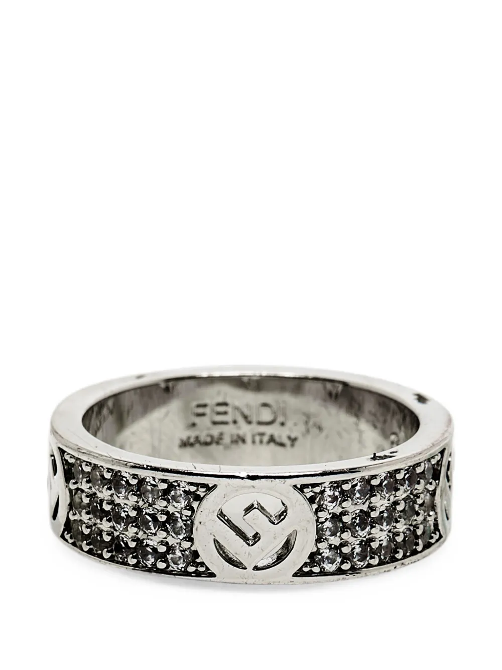 Fendi Pre-Owned F Is Fendi crystal-embellished pavé ring - Argento