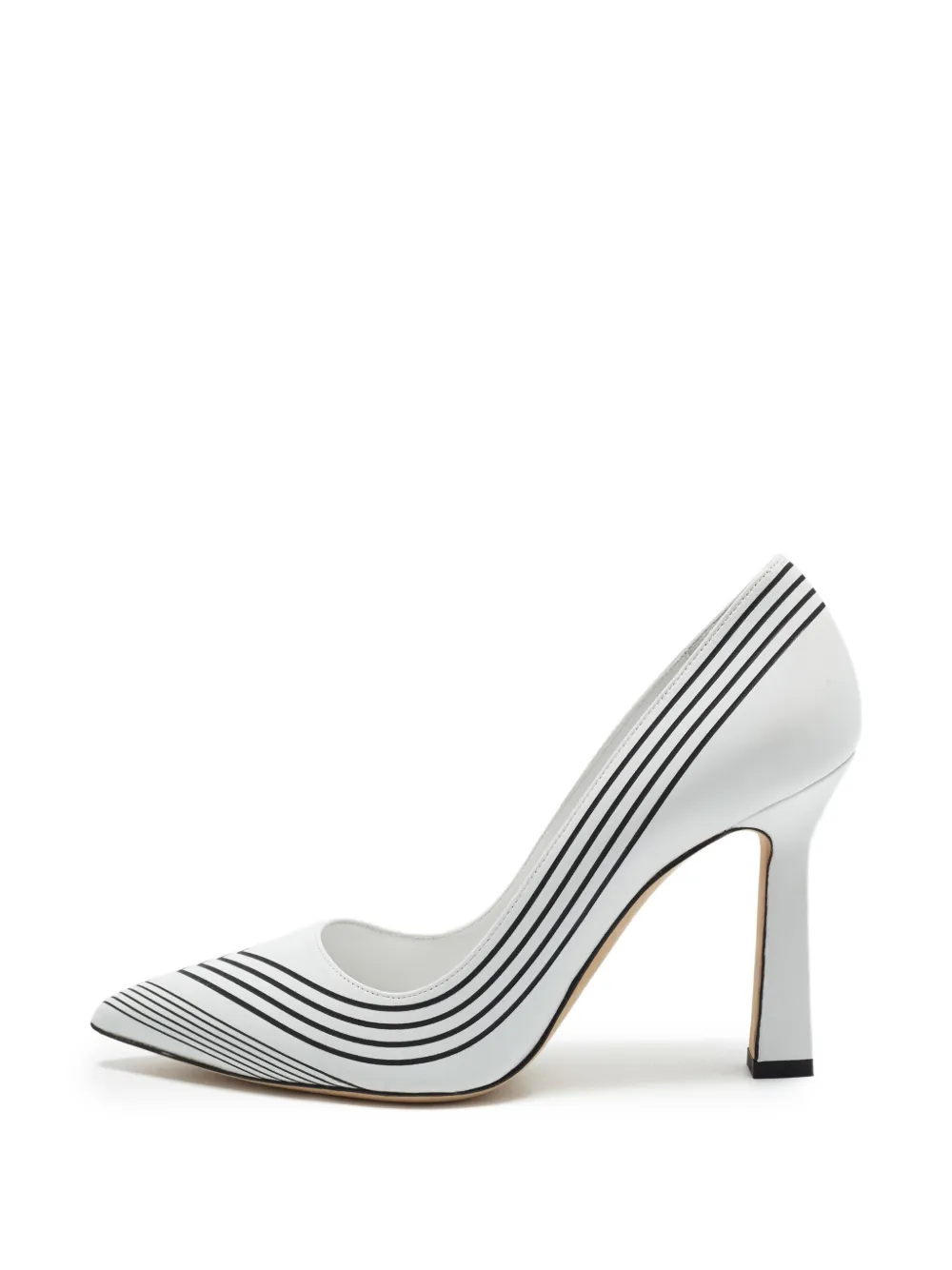 Manolo Blahnik striped pointed-toe pumps - Bianco