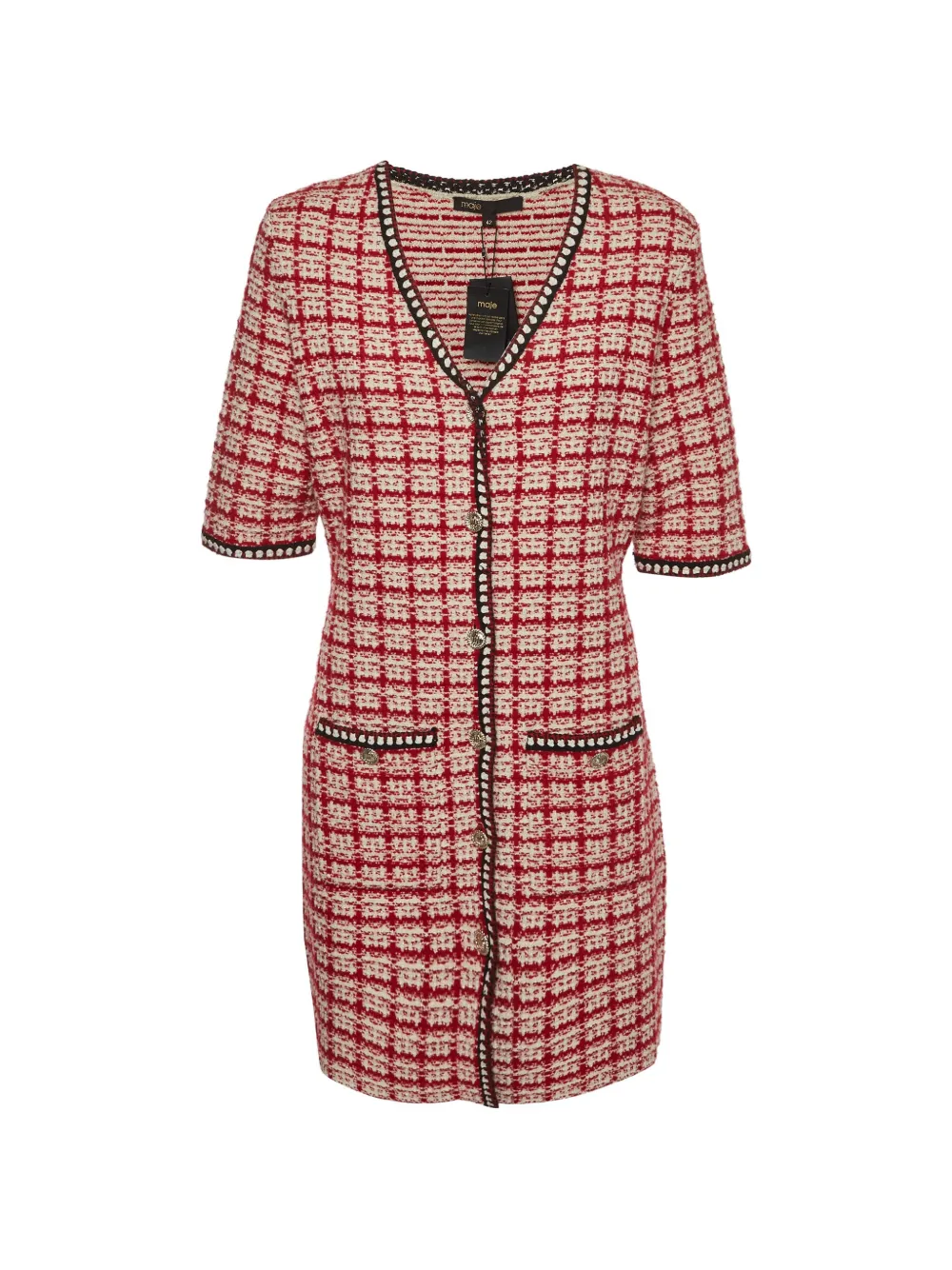 Maje Retalo checked-pattern mini dress - Rosso