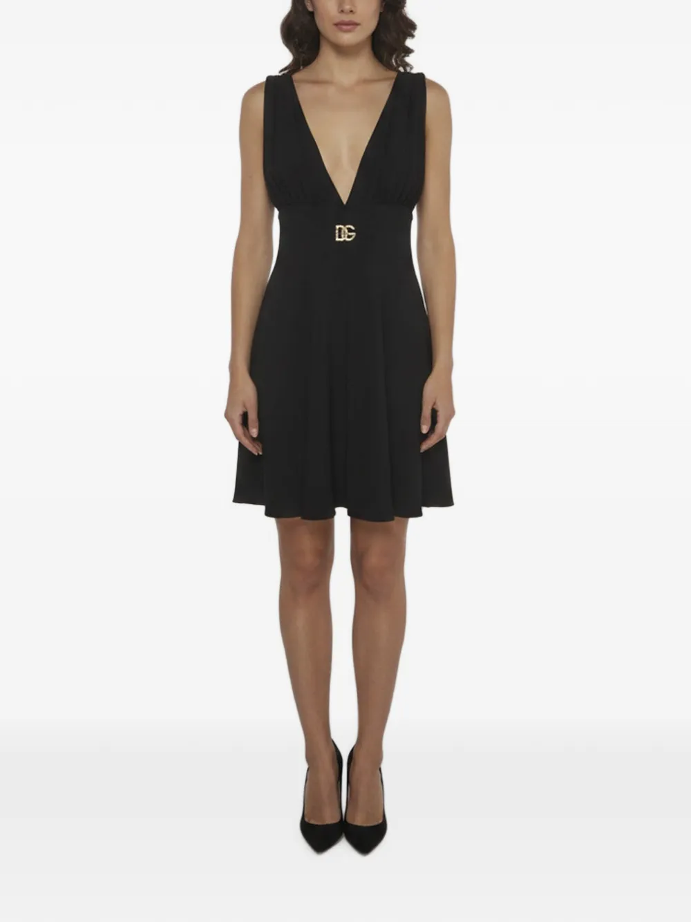 Dolce & Gabbana Pre-Owned logo embellished crepe dress - Nero