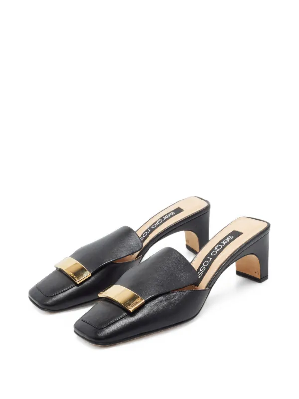 未使用　Sergio Rossi sr1 ブラックミュール 35.5 Sergio Rossi SR1 Leather Mules | ブラック | FARFETCH JP