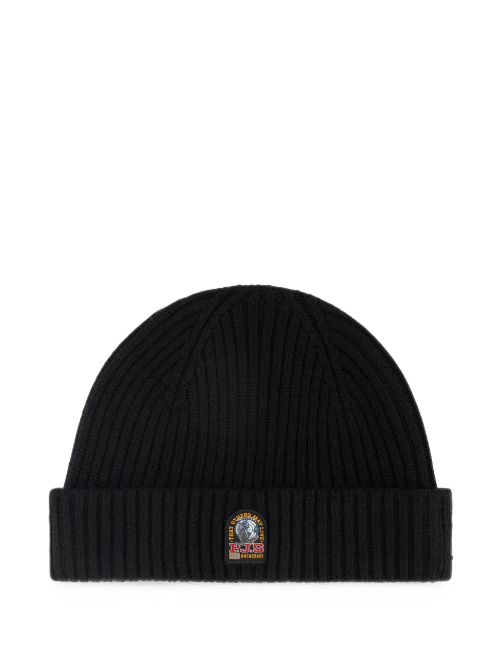 Parajumpers Kids logo-patch ribbed-knit beanie hat - Nero