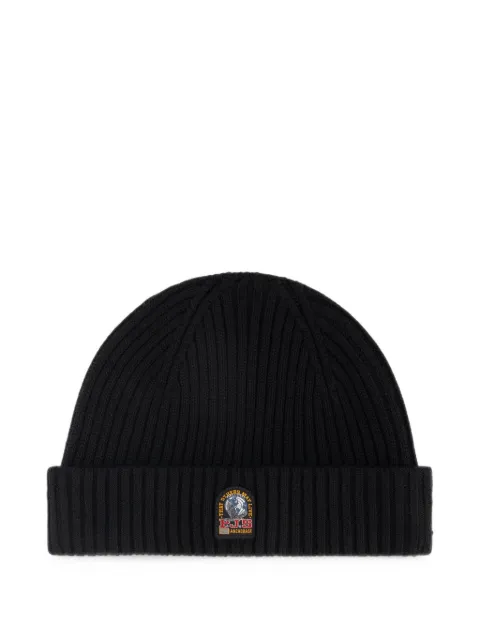 Parajumpers Kids logo-patch ribbed-knit beanie hat