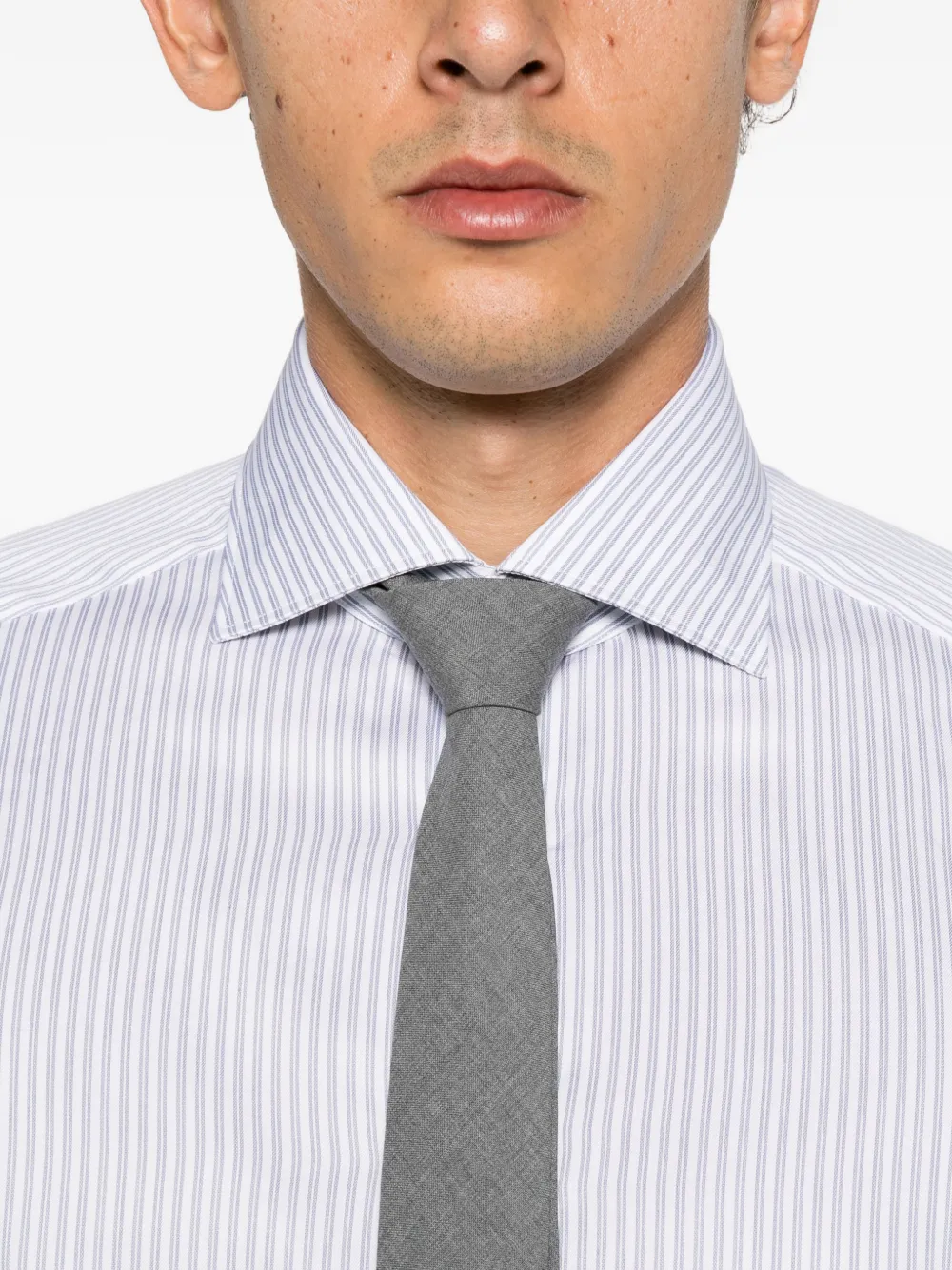 Zegna vertical-stripe cotton shirt Wit