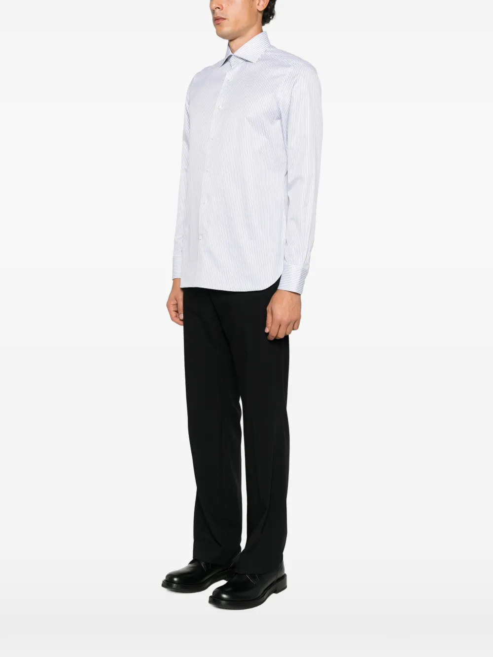 Zegna vertical-stripe cotton shirt Wit