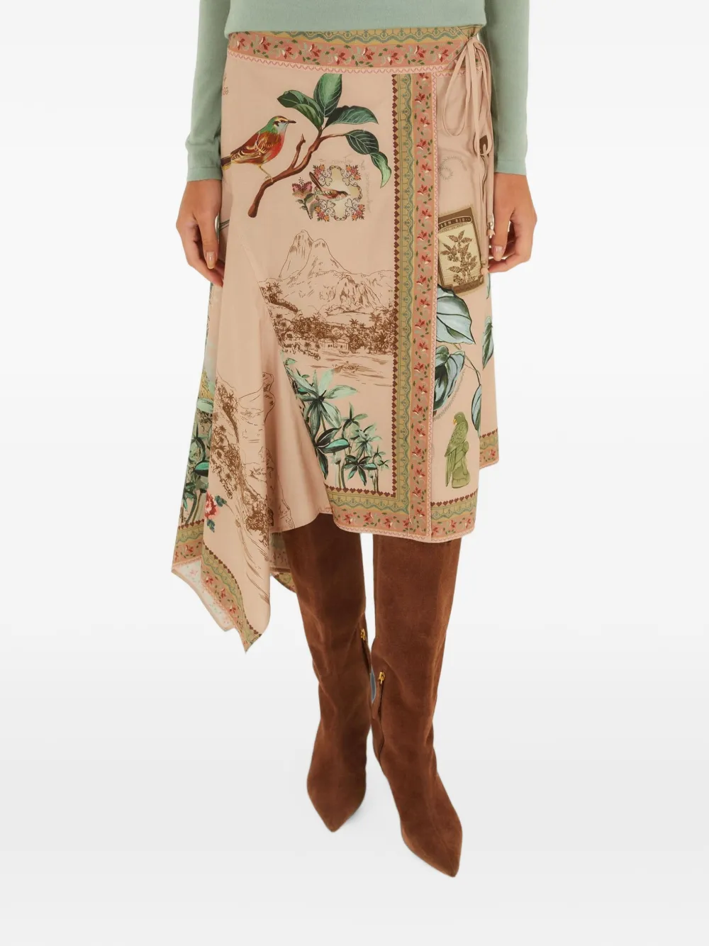 FARM Rio printed midi skirt Roze