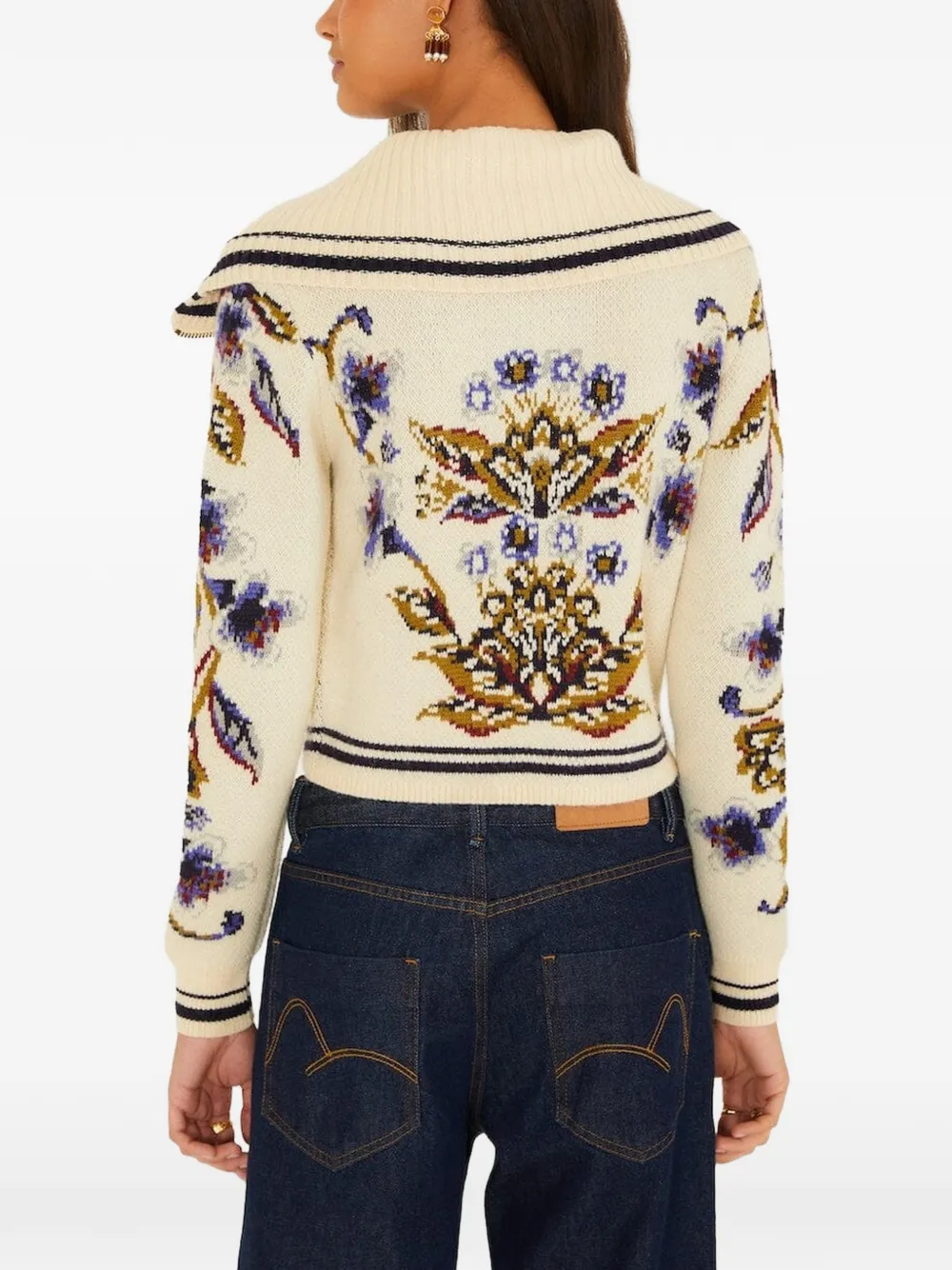 FARM Rio golden nature full zipper knit cardigan Beige