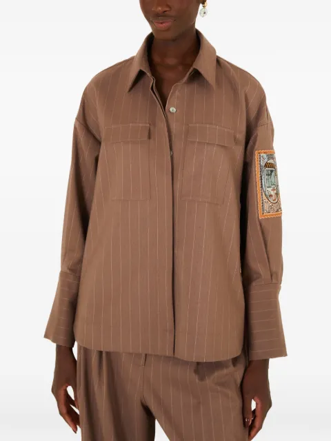 FARM Rio pinstripe-pattern patch-detail shirt