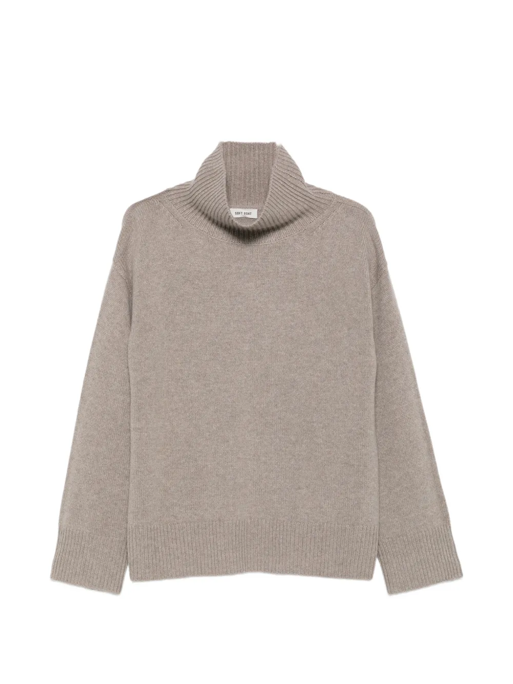 Soft Goat Ribbed-knit Roll-neck Sweater In Nude